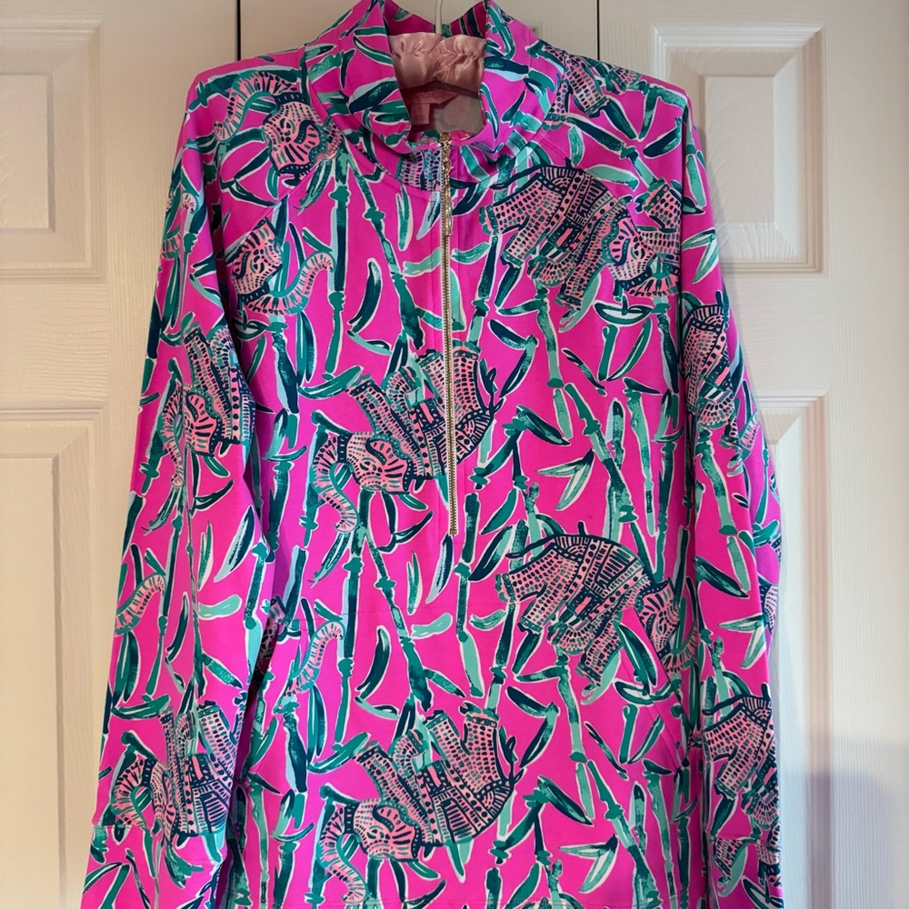 Brand-New LILLY PULITZER SKIPPER POPOVER MANDEVILLA PINK EXTRA LUCKY Sz LARGE - Picture 6 of 12